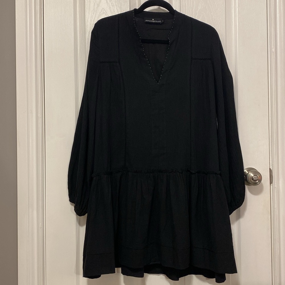 Tuckernuck POMANDER PLACE Black Ophelia Beach Coverup Resort Dress Drop Waist M - Picture 7 of 13
